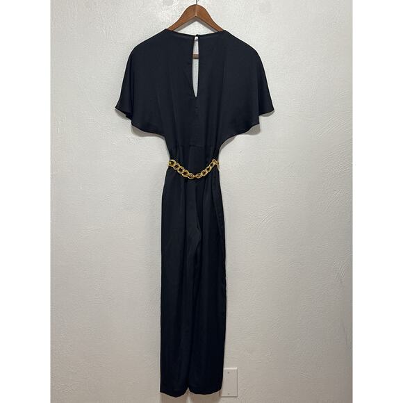 Abercrombie&Fitch Y2K Silky Angle Sleeve Jumpsuit Belt XS Navy Day to Night Glam - Picture 5 of 13